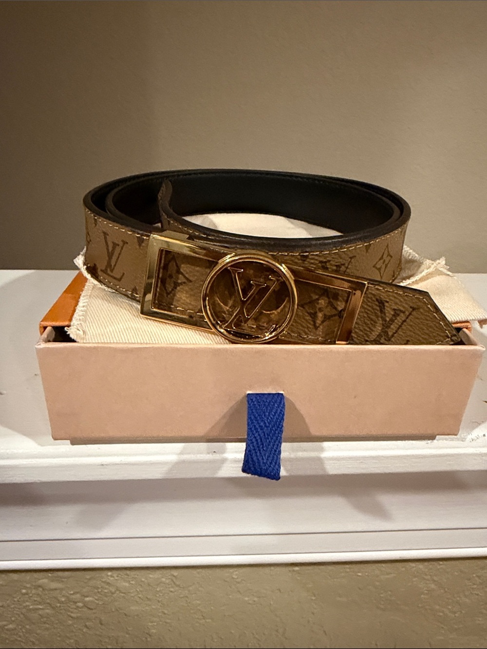 Louis Vuitton Monogram Canvas Belt with Gold LV Circle Buckle